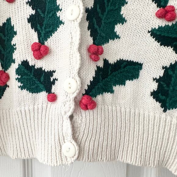 Milano Design Group Vintage Hong Kong Holly Berry Christmas Holiday Cardigan Sml - Picture 7 of 12